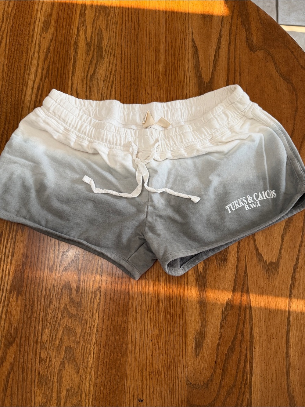 bebe White-to-Gray Ombre Drawstring Athletic Shorts